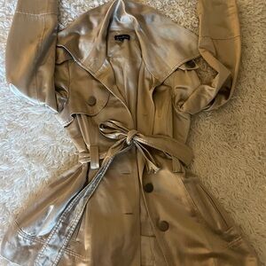 Elegant Gold/Pewter Women's Silk Trench Coat